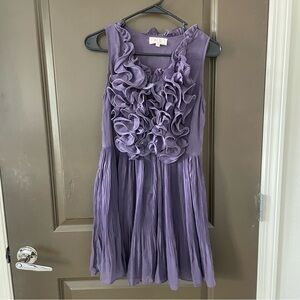 CiCi London Elegant Purple Ruffle Pleated Sleeveless Mini Dress Size Small